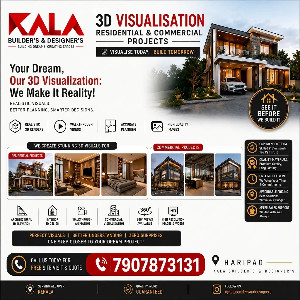 3D Visualisation service poster by Kala Builders and Designers